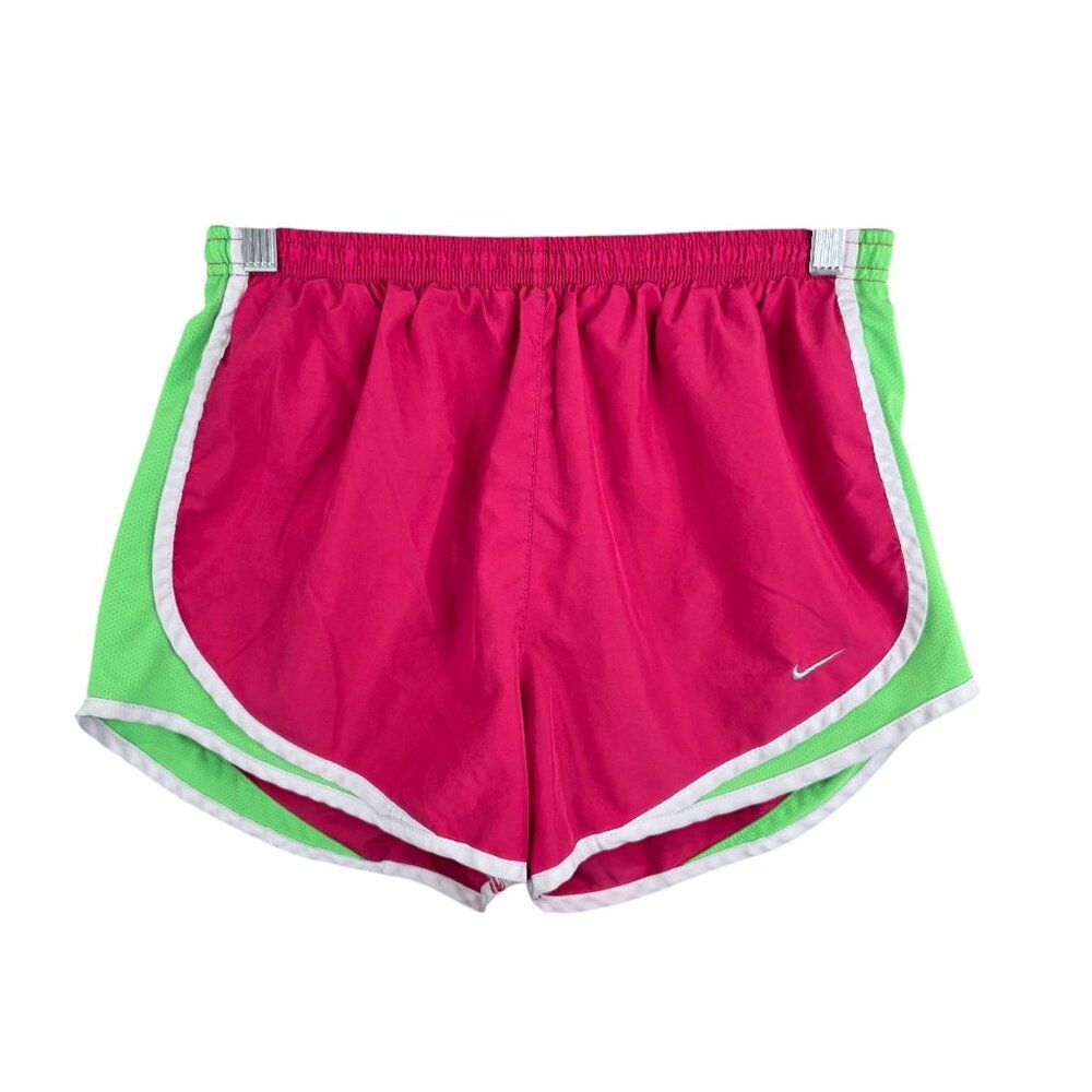 Womens Nike Dri-Fit Running Shorts Pink & Green Polyester 3" Inseam Size M